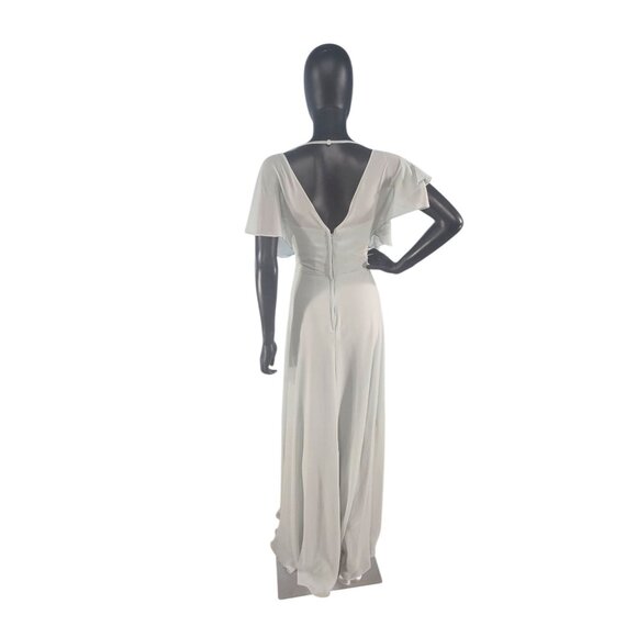 NWOT Seaglass Chiffon Flutter Sleeve A-Line Maxi Formal Dress - Mori Lee - Picture 7 of 11